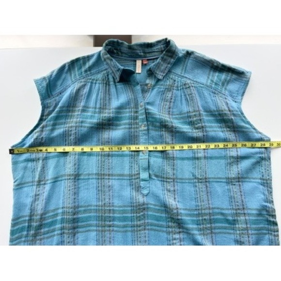 NWT Anthropologie Pilcro The Serena Surf Plaid Popover Top Womens Large Blue - Picture 7 of 13